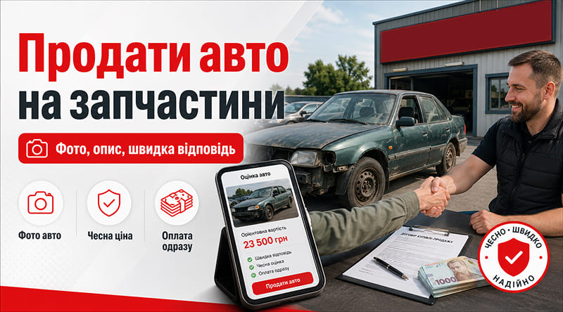 Продати авто на запчастини з онлайн-оцінкою — чесна ціна, швидка відповідь та оплата одразу
